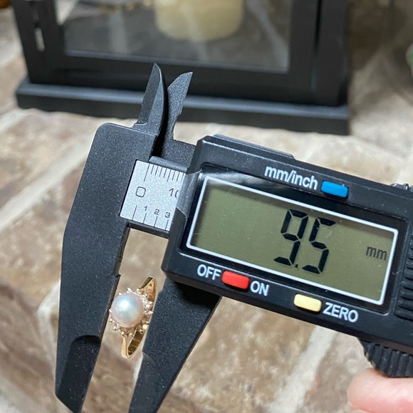 SOLID 14KT GOLD Ring Genuine Pearl with Natural Diamond Halo - Picture 11 of 11